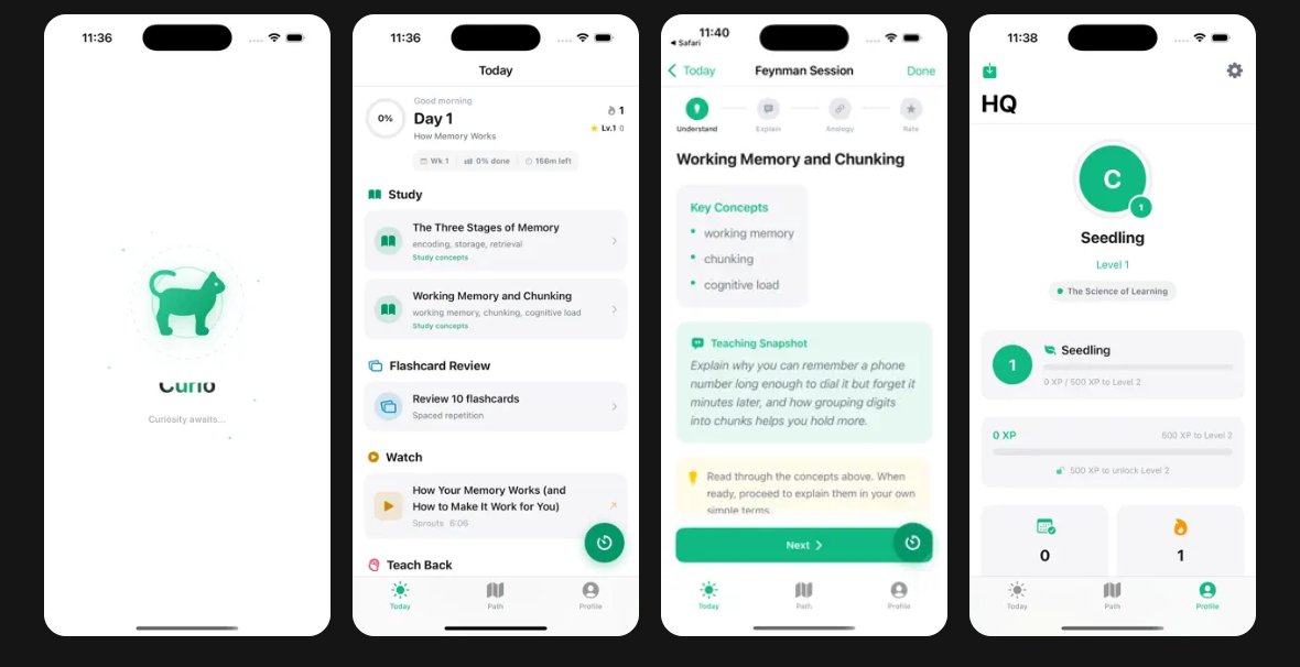 Curio — live spaced-repetition learning app