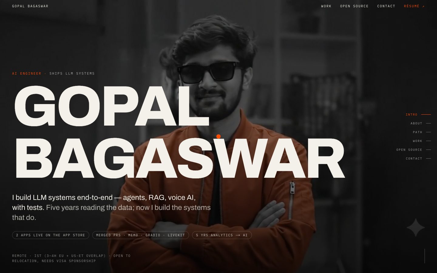 gopalbagaswar.com — founder portfolio site